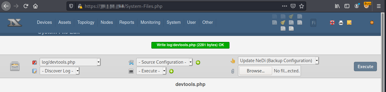 System Files - Code Injection - Save PHP page